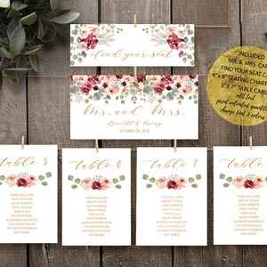 Wedding Seating Chart Cards Template, Printable Wedding Seating Chart ...