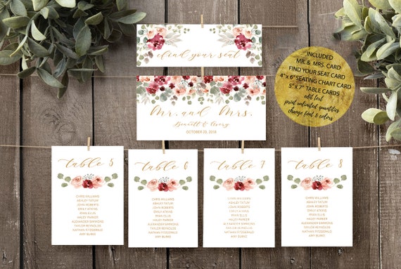 Seating Chart Table Cards