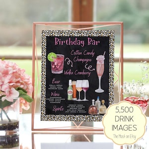 Birthday Drink Sign, Chalkboard Signature Cocktails Template, Leopard Bar Menu Sign Template, Signature Drinks Sign, 7,000+ Drink Images