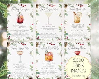 Christmas Cocktail Recipe Cards: Holiday Drinks (Editable Template)