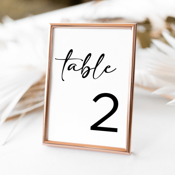 Minimalist Table Numbers Printable Template, DIY Editable Table Numbers, Modern Table Numbers, Minimalist Table Signs, Instant Download, DIY