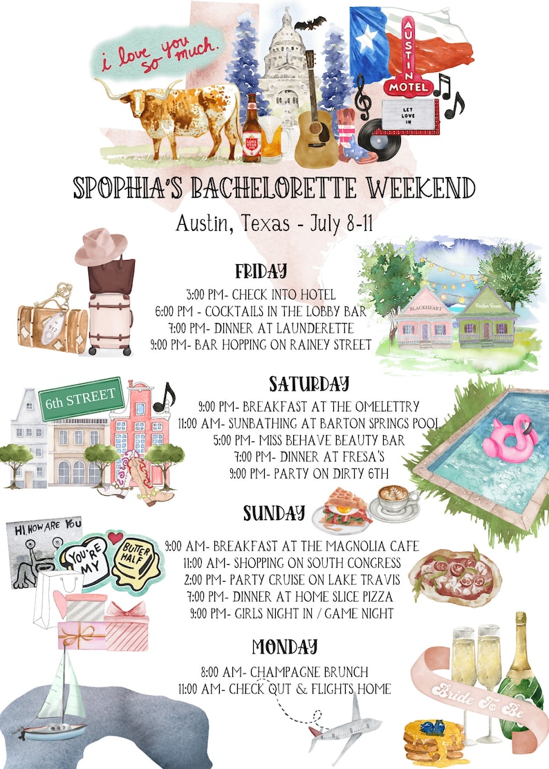 Austin Bachelorette Itinerary Template: Editable Girls Weekend Invite image 4