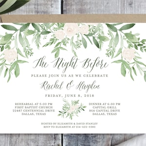 PRINTABLE Wedding Rehearsal Dinner Invitation Template, Rehearsal Dinner Printable, Greenery Rehearsal Dinner, Botanical Rehearsal