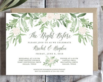 PRINTABLE Wedding Rehearsal Dinner Invitation Template, Rehearsal Dinner Printable, Greenery Rehearsal Dinner, Botanical Rehearsal