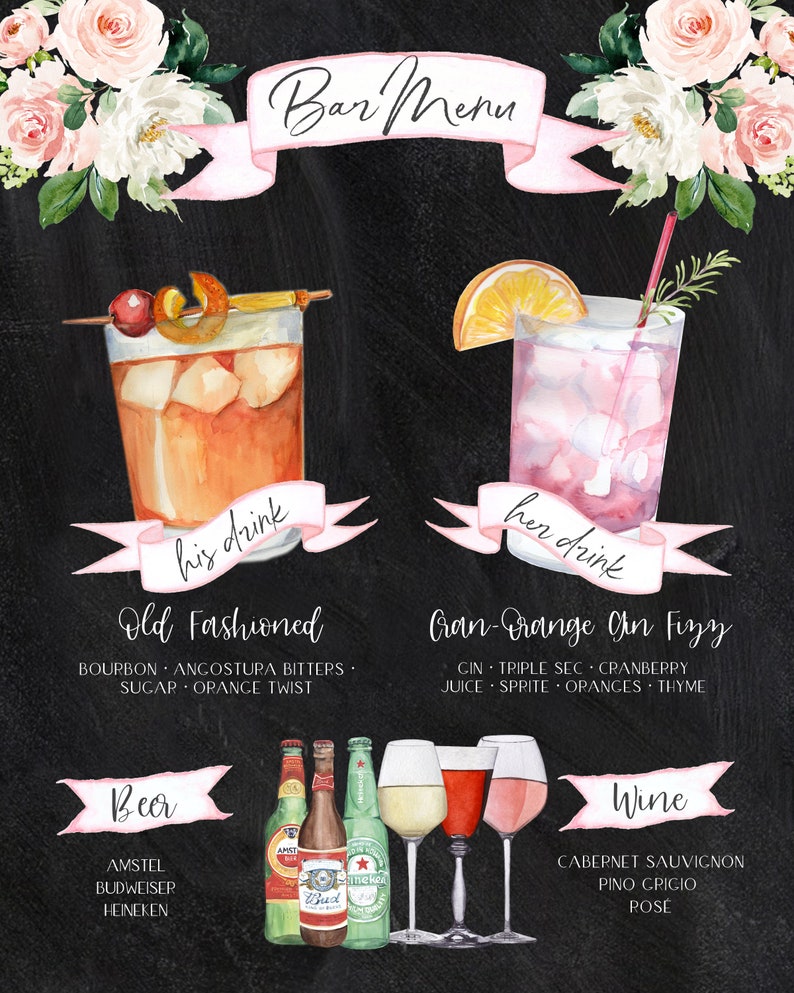 Design Your Own 4,000 Drink Images Garnishes Included, Signature Cocktail Sign Template, Chalkboard Bar Menu Printable, Instant Download image 9