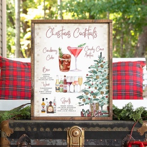 Cartello per bevande per feste di Natale, modello di menu per bar delle feste, modello di cartello per menu di bevande per cocktail di Natale, bevande esclusive, oltre 7.000 immagini di bevande