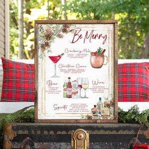 Christmas Party Drink Menu, Signature Drinks Sign, Holiday Bar Menu Template, Pine Cone Drink Menu Sign Template, Signature Drinks Sign