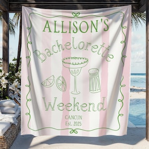 Margarita Bachelorette Party Banner, Margs & Matrimony Theme Weekend Party Decor, Personalized Fiesta Party Welcome Sign, Cancun Beach Bach