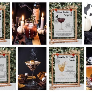 Receptkaarten voor Halloween-cocktails: griezelfeestrecepten (bewerkbare sjabloon) afbeelding 2