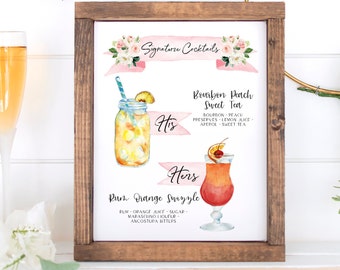 Design Your Own! 4,000+ Drink Images + Garnishes Included, Signature Cocktail Sign Template, Rustic Drink Bar Menu Printable, Download