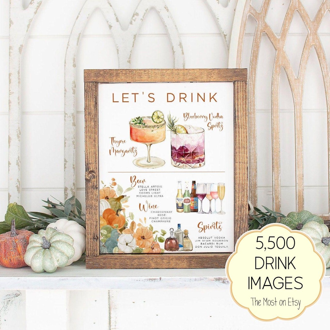 October Menu Sign Fall Bar Menu Template: Thanksgiving Signature Drinks Sign (digital ...