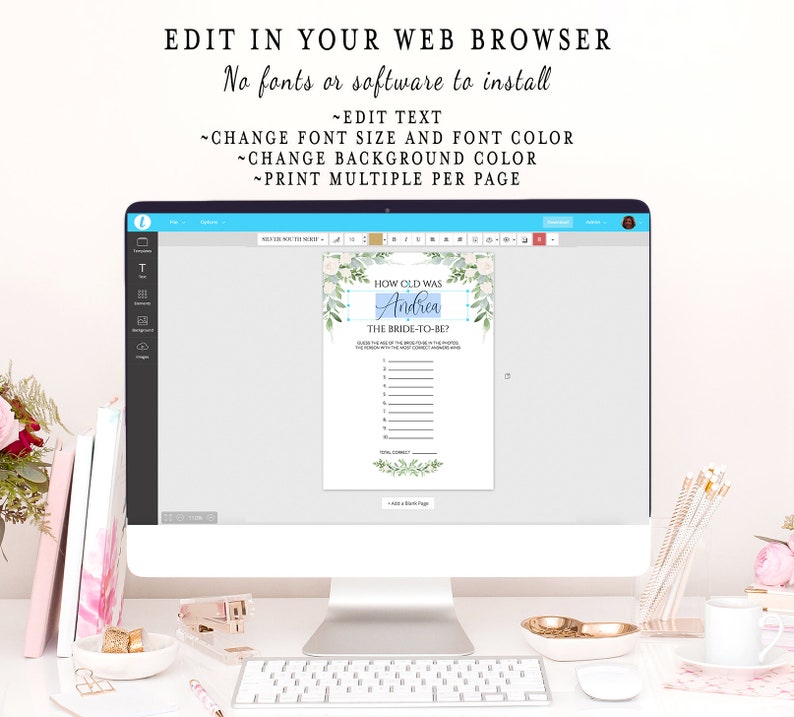 Shower Game Printable Blush Pink and Gold Floral Bridal Shower Date Night Card Template DIY Editable Advice Card Template Instant Download