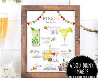 Fiesta Bar Menu Template, Cinco de Mayo Editable Cocktail Template, Fiesta Drink Menu Sign Template, Signature Drinks Sign, 4,000+ Drinks