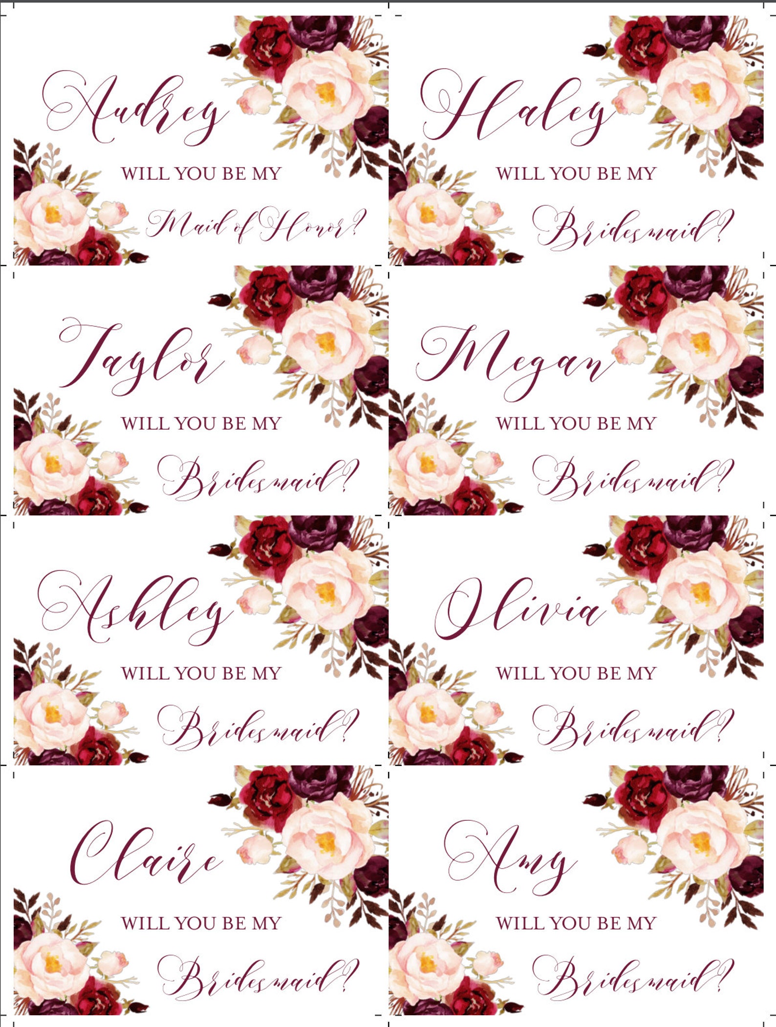 Will You Be My Bridesmaid Wine Label Printable Bridesmaid - Etsy