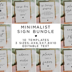 Minimalist Wedding Sign Bundle, Modern Wedding Signs Bundle, Editable Sign Templates, Table Sign, Neutral Shower Unlimited DIY Signage