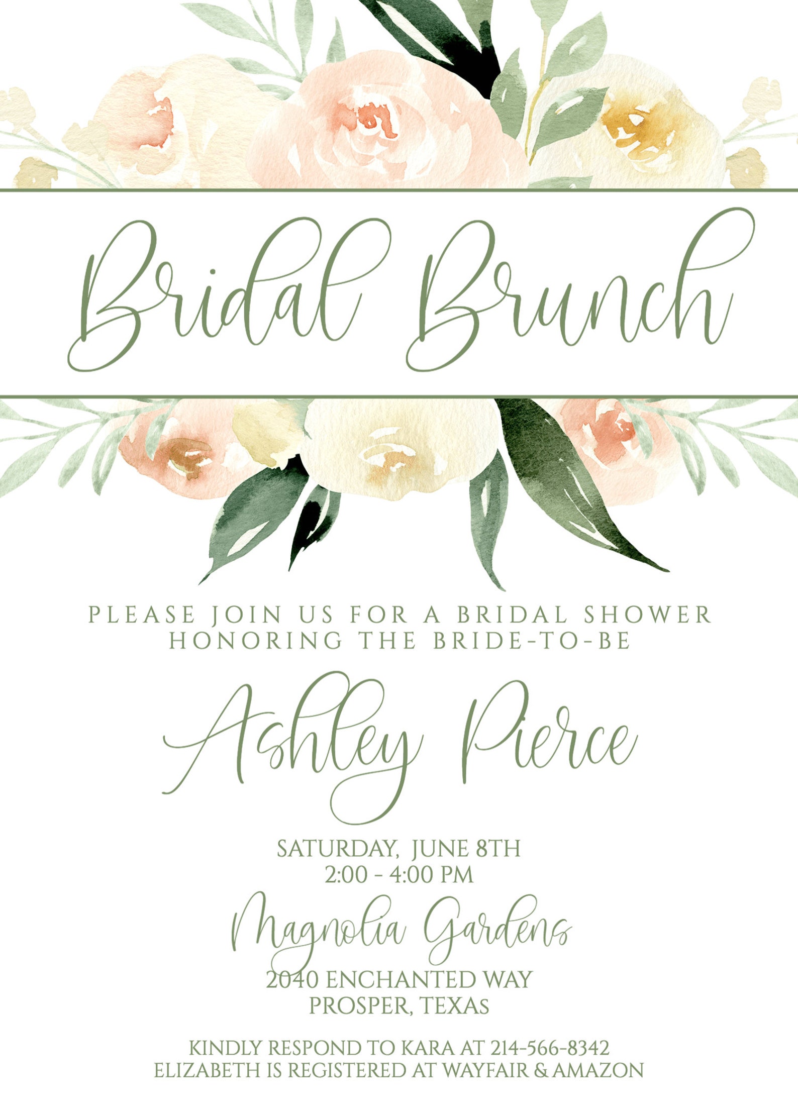 Printable Bridal Shower Invitation Template Blush Ivory and - Etsy