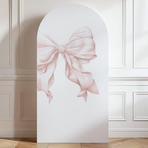 Pink Bow Arch Backdrop PRINTED, Coquette Pink Bow Foamboard Arch, Shower, Birthday Pink Bow for Balloon Arch, She&#39;s Tying the Knot Arch Prop