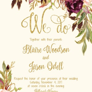 Marsala Wedding Invitation Template Printable / Editable / - Etsy