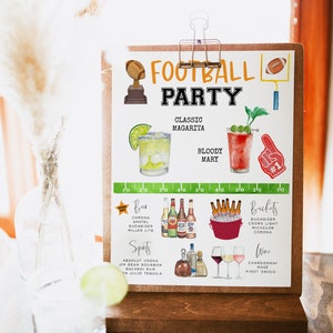 Modèle d'enseigne de boisson The BIG GAME, menu imprimable de bar de football, fête de football modifiable, enseigne bricolage, plus de 7 000 images de boissons, enseigne de menu de bar des sports