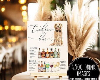 Wedding Bar Menu with Pet, Signature Pet Drink Sign Template, Pet Signature Cocktail Sign Dog, Dog Wedding Bar Menu Sign, Cocktail Sign Pet