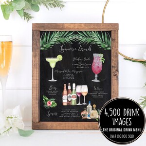 Tropical Drink Menu Template, Editable Signature Cocktails Template, Bar Menu Sign Template, Signature Drinks Sign, 4,000+ Images, Palms