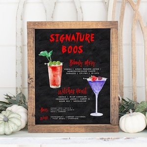 Halloween Signature Drinks Sign, Halloween Signature Cocktails Bar Menu, Drink Menu Template, Signature Drinks, NEW Halloween Drink Images