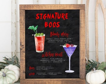 Halloween Signature Drinks Sign, Halloween Signature Cocktails Bar Menu, Drink Menu Template, Signature Drinks, NEW Halloween Drink Images