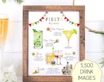 Fiesta Bar Menu Template: Cinco de Mayo Cocktail Sign (Editable)