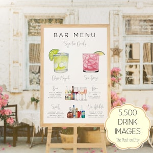Modern Bar Menu Template: Editable Signature Drink Sign