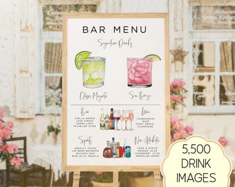 Modern Bar Menu Template: Editable Signature Drink Sign