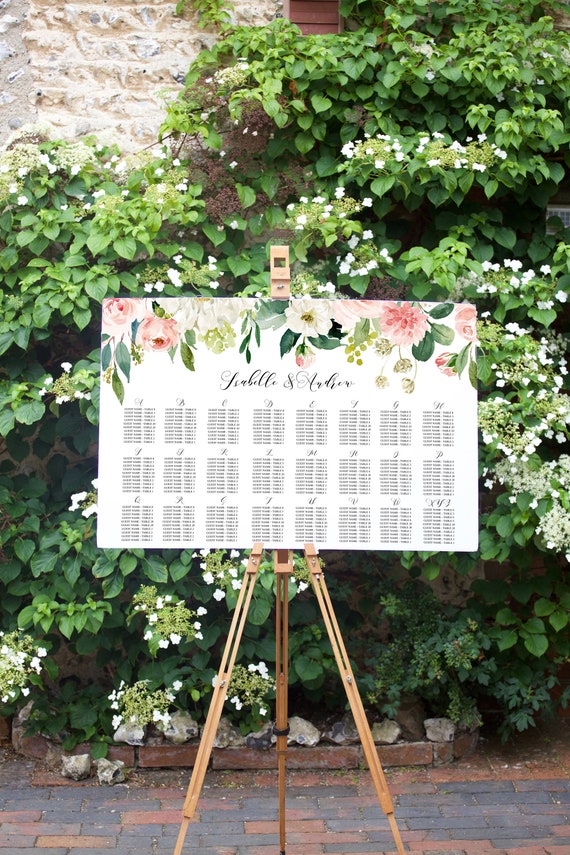Seating Chart Poster Instant Download Seating Chart Greenery Printable Seating Chart Template