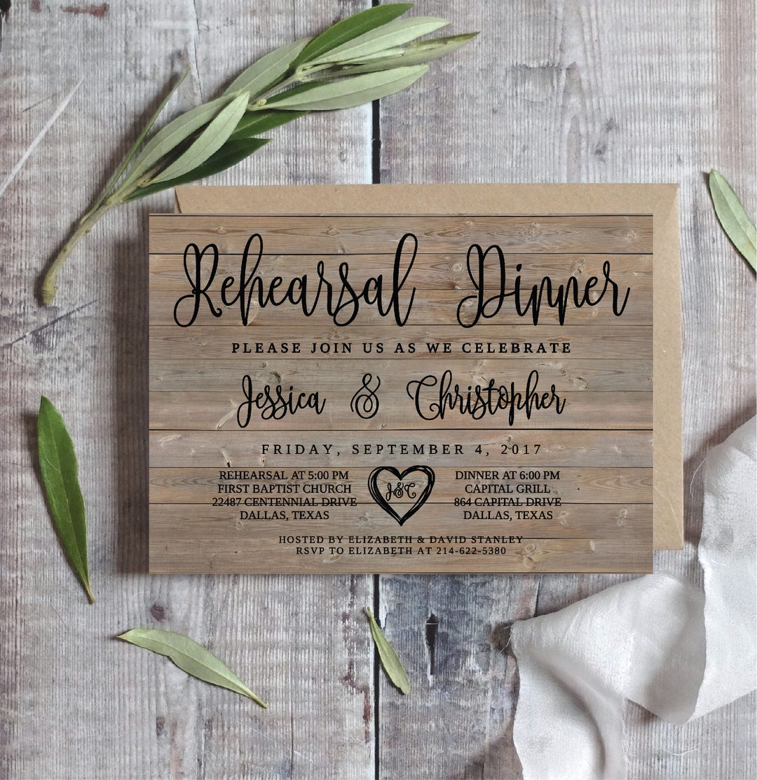 Rustic Wedding Rehearsal Dinner Invitation Template (printable/editable ...
