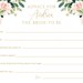 Printable Blush Pink and Gold Floral Advice for the Bride-to-be Bridal ...