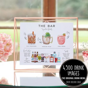 Bar Menu Template, Modern Editable Drink Menu, Minimalist Printable Bar Menu, Signature Drinks Sign, 4,000+ Drink Images, The Original Bar