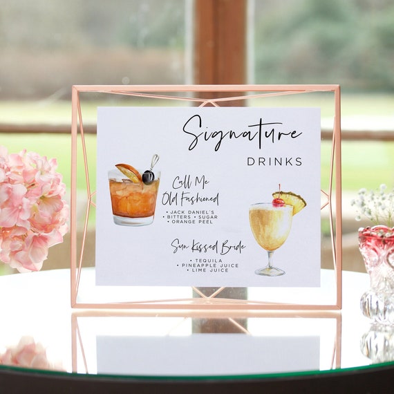 Signature Drink Template Modern Editable Drink Menu Minimalist 