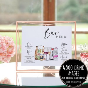 Bar Menu Template, Modern Editable Drink Menu Template, Minimalist Printable Bar Menu, Signature Drinks Sign, 4,000+ Drink Images, Original