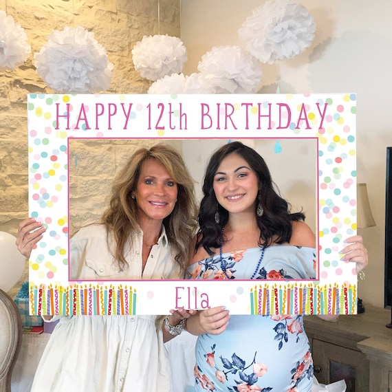 Birthday Photo Prop Frame Template, Editable Happy Birthday Party Decor