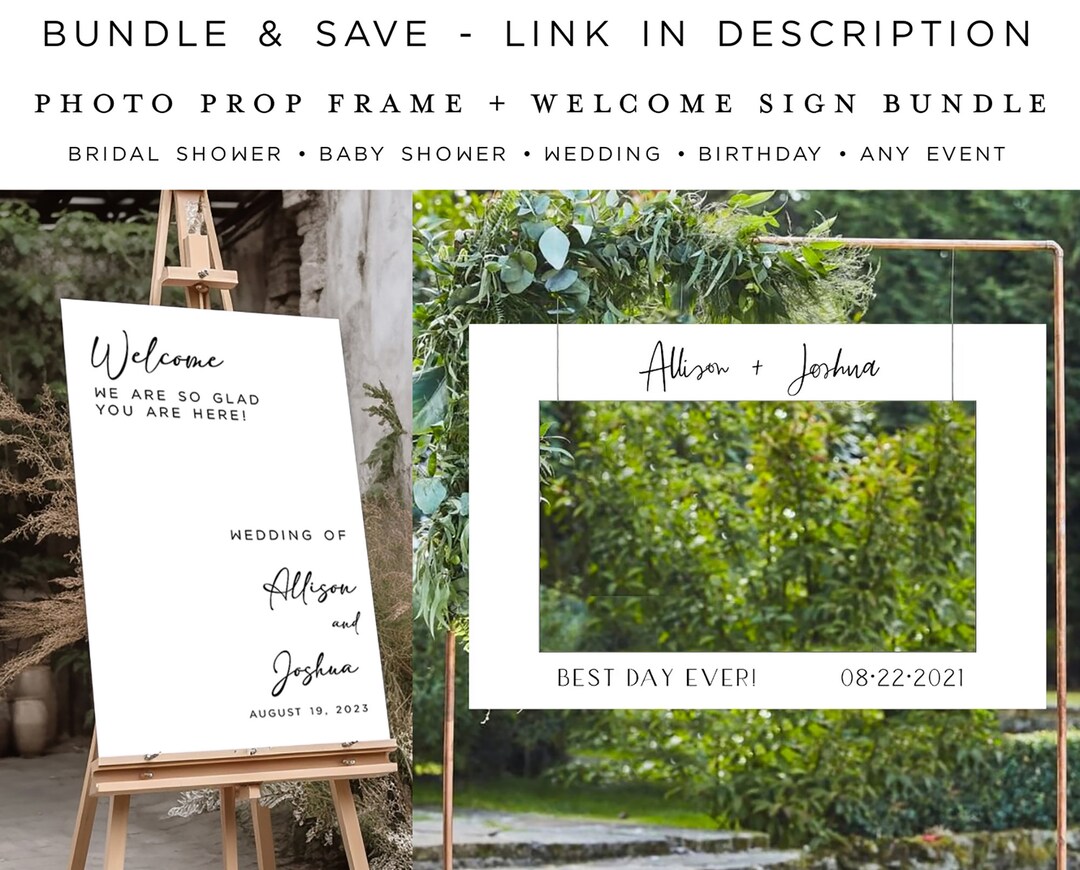 Sign Photo Frame Design Printed Photo Prop Frame & Welcome Sign: Modern Minimalist Wedding ...