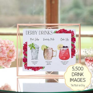 Kentucky Derby Drink Sign Template, Editable Derby Day Party Drink Menu, Mint Julep, Kentucky Mule, Oaks Lily Cocktails Sign, 7,000+ Images