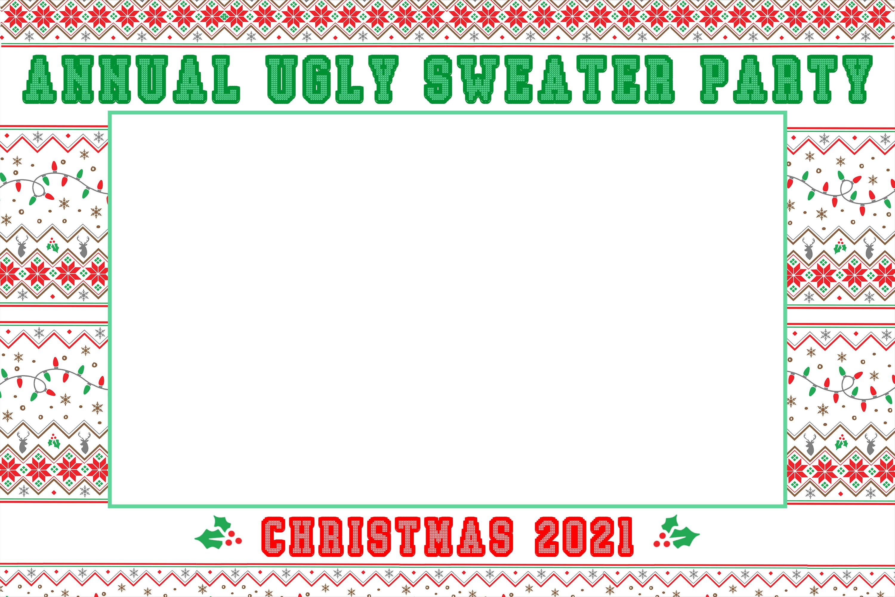 Ugly Christmas Sweater Party Photo Prop Frame Printable Template Selfie Photo Prop Christmas Party Decor Holiday Party Photo