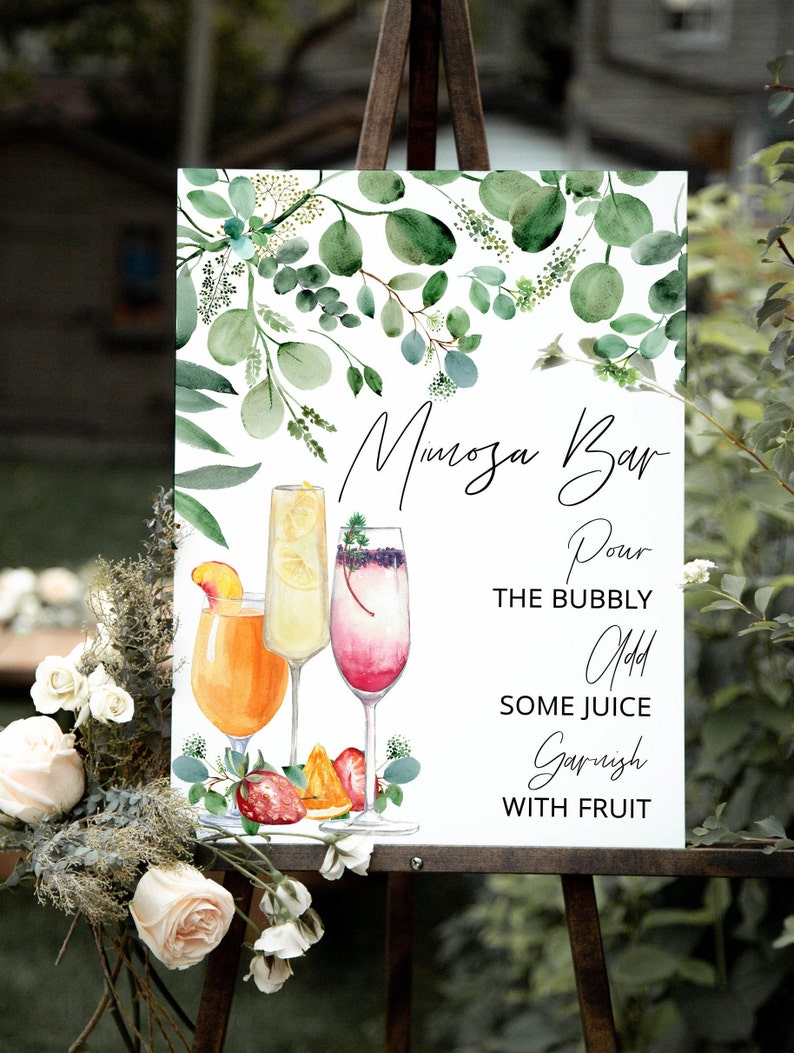 Mimosa Bar Sign Download, Printable Mimosa Sign, Mimosa Juice Label Tags, Instant Download, Watercolor Champagne Bar Sign, Mimosa Brunch image 7