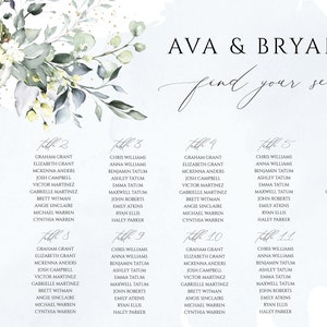 Succulent Wedding Seating Chart: Dusty Blue Eucalyptus (DIY Printable) image 3