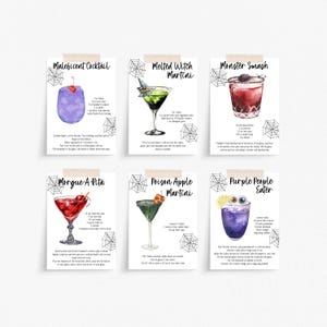 Receptkaarten voor Halloween-cocktails: griezelfeestrecepten (bewerkbare sjabloon) afbeelding 5