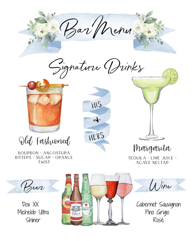 Design Your Own 4,000 Drink Images, Garnishes Included, Wedding Bar Menu Template, Signature Cocktail Sign, Signature Drink Menu Printable image 9