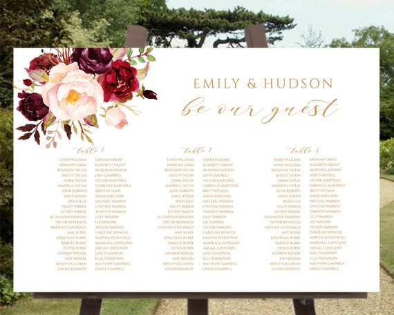 Wedding Seating Chart Template Long Tables