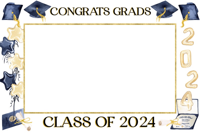 Graduation Photo Prop Frame Template, Grad Party Photo Booth Frame Printable, 2024 Graduation Party Decor Sign, Graduation Party Backdrop image 7