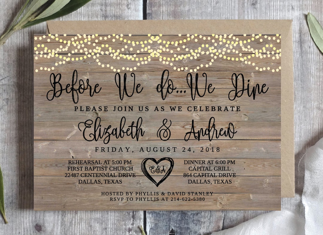 Rustic Rehearsal Dinner Invitation Template: Printed Barn Wedding - Etsy