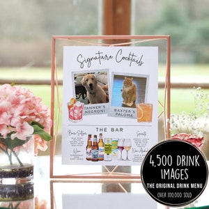 Pet Signature Drinks Sign, Pet Bar Menu Template, Add Your Own Images, Modern Editable Drink Menu Template, Printable Menu, 4,000+ Drinks