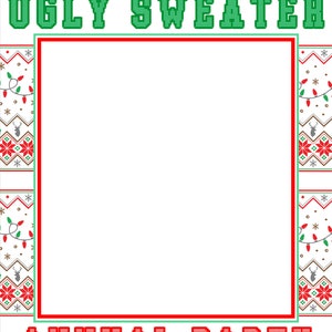 Holiday Party Photo Booth, Ugly Christmas Sweater Party Photo Prop Frame PRINTED, Ready to Use, Christmas Party Decor, Selfie Frame immagine 3