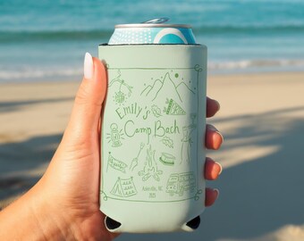 Camp Bachelorette Can Cooler: Glamping Bride Tribe Party Favor